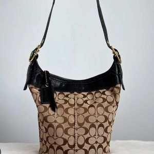 Coach Signature Monogram Bucket Crossbody Bag
